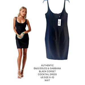 Dolce & Gabbana D&G Black Corset Cocktail Dress US 8 euro 44 NWT